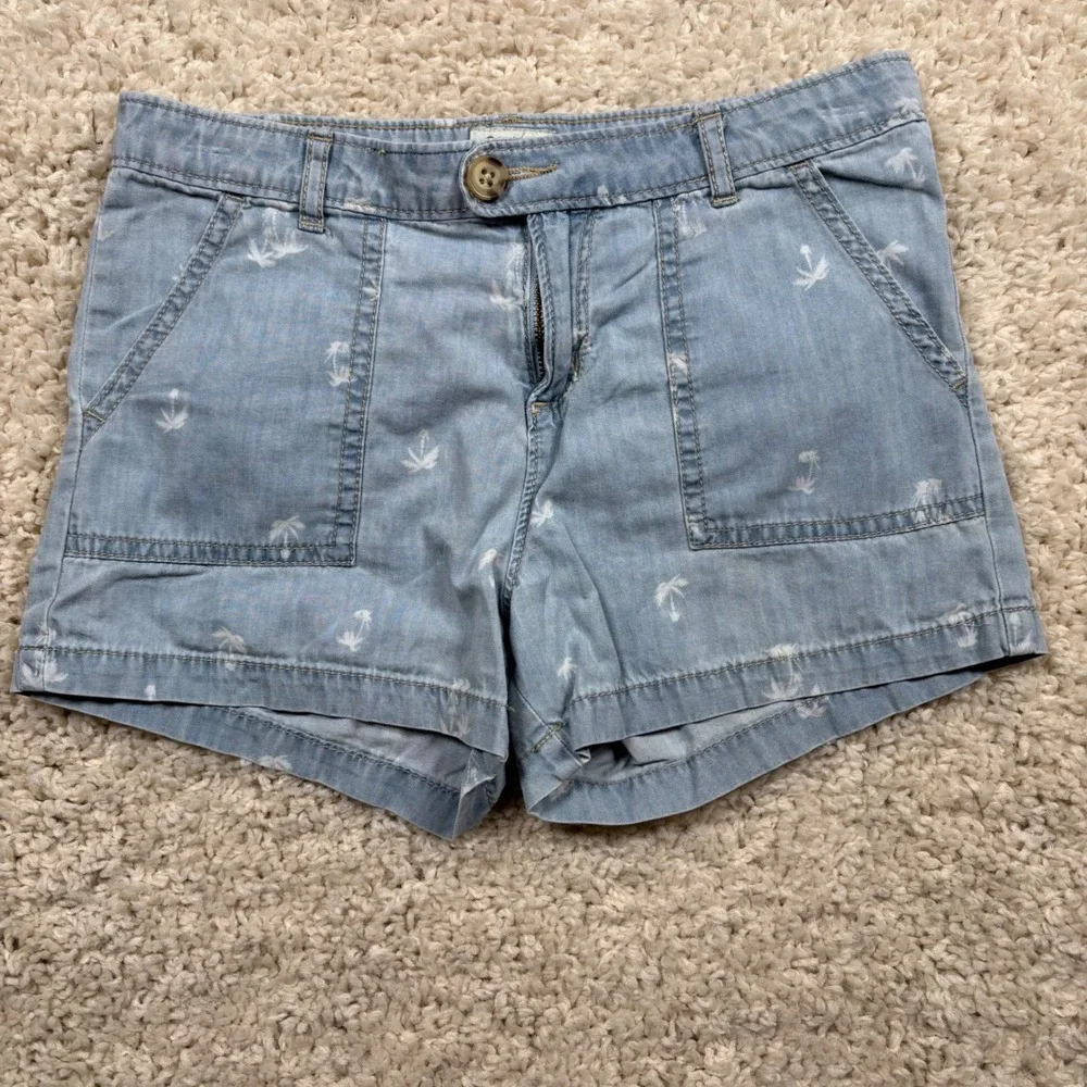 OshKosh B'gosh Kids Girls Denim Shorts Palm Tree Print Size‎ 12